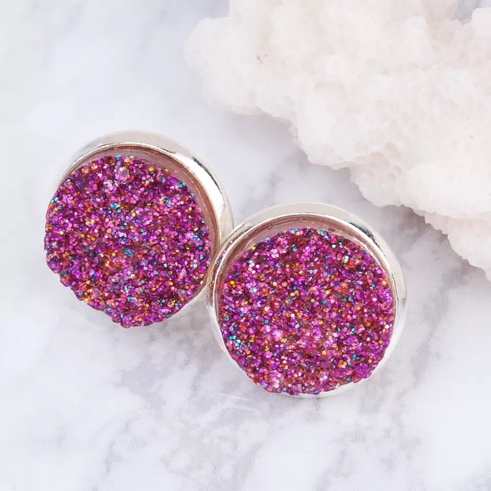 🤩PINK DRUZY NECKLACE AND MATCHING EARRINGS